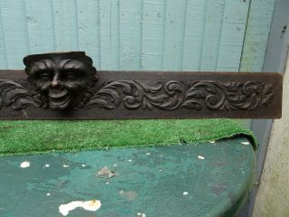 18thC GOTHIC WOODEN OAK CARVED PANEL WITH GROTESQUE HEAD CARVING c1780s 5