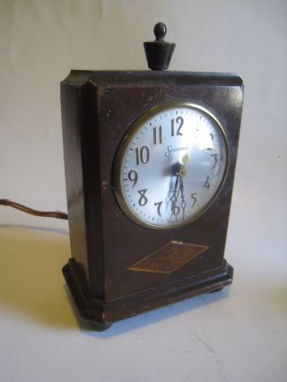 Antique Made In U.  S.  A.  Sessions Wood Case Electric Mantle,  Shelf Clock,