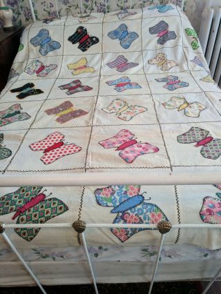 Vintage Appliqued Butterfly Quilt Top