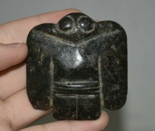 2.  4 " Chinese Hongshan Culture Old Jade Stone (black Magnet) Eagle Bird Figure