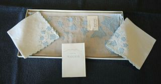1950 Marghab Linen & Margandie Breakfast Set Pale Blue Ivy Pattern