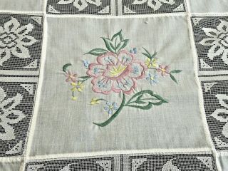 FABULOUS VINTAGE LARGE HAND CRAFTED TABLECLOTH & 6 NAPKINS 3