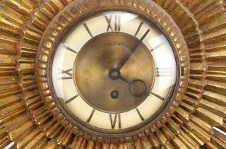 Vintage Welby Gold Starburst Wall Clock Vintage Circa 1950 ' s - 60 ' s Germany 2