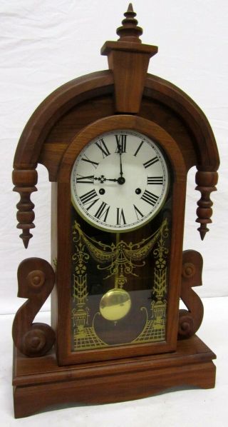 Vintage Wood Mantle Decoration Clock Made By Frank & Coleman March 1977