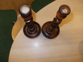 arts and crafts movement wooden barley twist candle stick holders 3