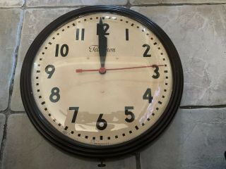 Vtg 30s - 40s 15 " Telechron Wall Clock School Industrial Shop Steampunk,