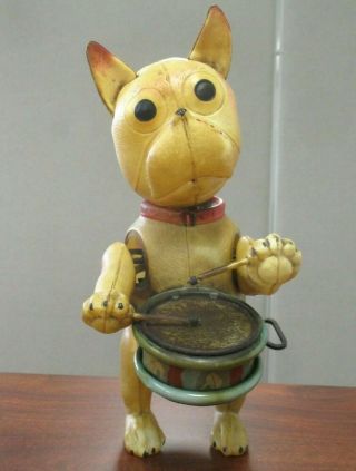 Vintage Celluloid Ks Bozo The Dog Mechanical Drummer Wind Up Toy Japan