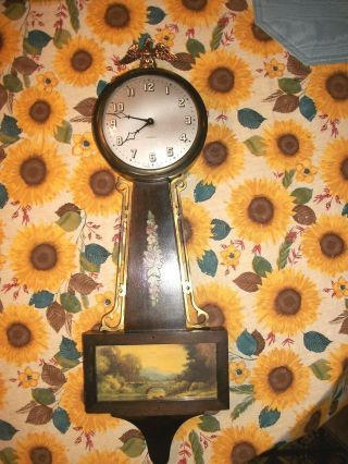 Vintage Gilbert Key Wind Banjo Wall Clock Usa