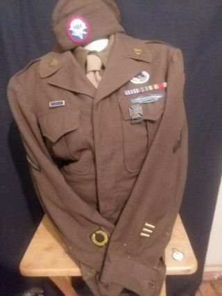 Wwii,  82nd Airborne Div (pid),  325th Gldr Regt.  (gir) Ike Jacket And Side Cap
