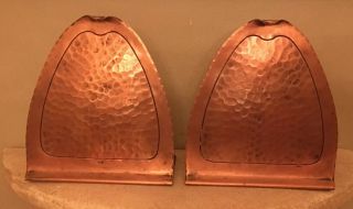 Antique Signed Craftsman Studios Arts & Crafts / Mission Style Copper Bookends