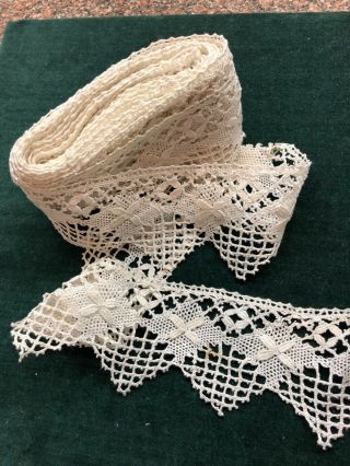 Antique French Natural Linen Wide Cluny Lace - 5y,