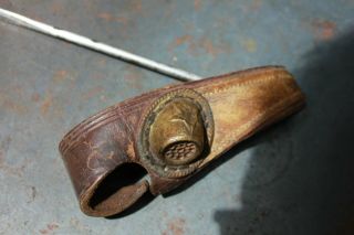 Vintage Hand Saddle Maker Leather Work Tool Palm Needle Guard Pusher Thimble 6