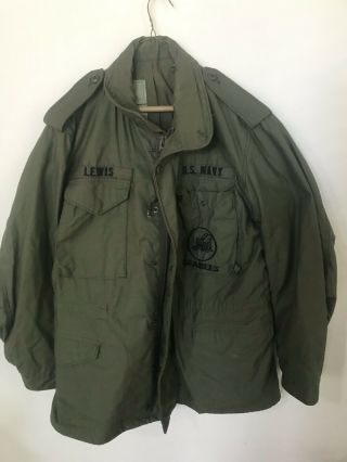 Vintage Us Navy Seabee’s Cold Weather Field Jacket,  Og - 107,  Vietnam Era,  Sz Med
