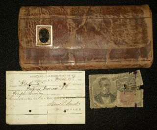 Civil War Carried Wallet Daguerreotype Photgraph Signatures Currency