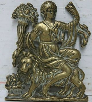 Wonderful Old Classical Style Brass Plaque Daniel & The Lion ? Info Welcome Rare