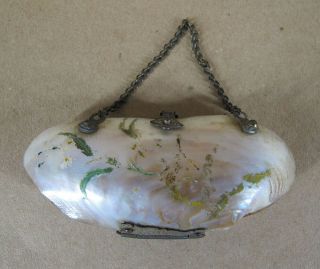 Antique Natural Mother Pearl/abalone Shell Clutch/coin Purse Insides Wow 4 Yqz