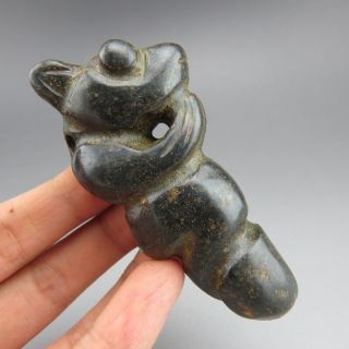 Chinese Jade,  Hongshan Culture,  Natural Black Magnet,  Penis,  Pendant Q8