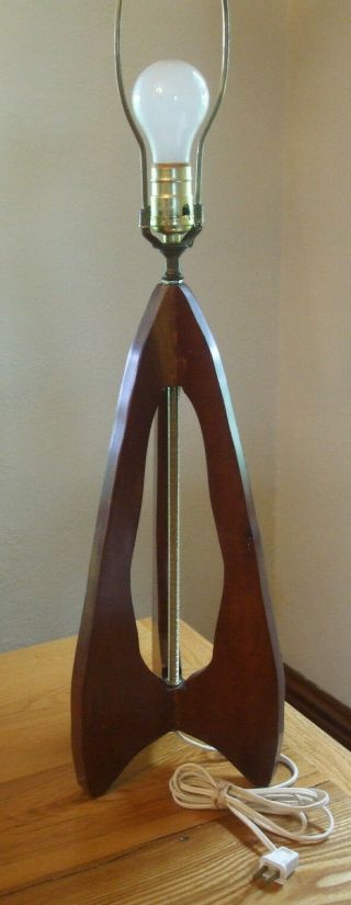 Vintage Mcm Mid - Century Modern Atomic Wood Table Lamp Tripod Style