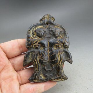 Chinese,  Jade,  Natural Black Magnet,  Hongshan Culture,  Fairy,  Pendant W56