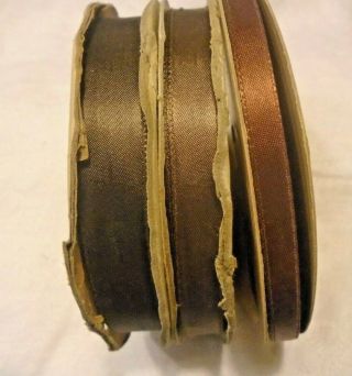 3 Nos Vintage Bolts Rayon Satin Ribbon - 150 Yds.  - Browns - Millinery