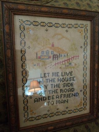 Antique Sampler In Vintage frame,  Professionally Framed 5