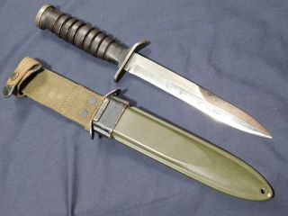 A,  Wwii Us M3 Trench Fighting Knife Utica Guard Mrk In M8 Dagger