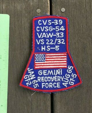 Us Navy Usn Gt - 2 Gt - 5 Gemini Space Recovery Force Ship Patch 1965