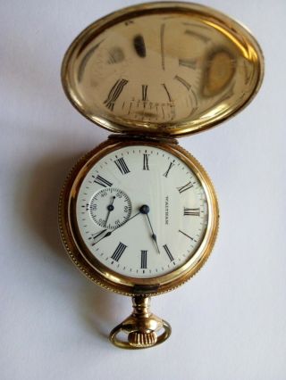 Antique Pocket Watch.  Waltham 1905.  Full Hunter Gold Filled Case.  Well.