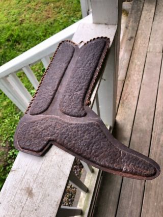 1910 Large Metal Cowboy Boot For Trade Sign,  Shoe Store Display,  Embossed,  16 "