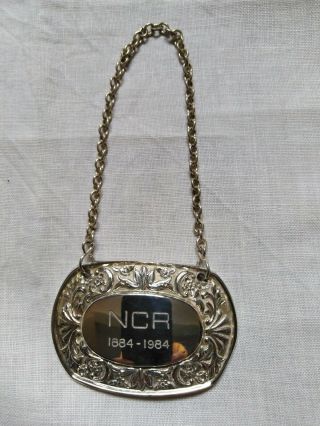 National Cash Register 1884 - 1984 Anniversary Silver Plate Bottle Label Ianthe