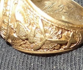 1941 WWII; Solid 10k Gold; Engraved; UNITED STATES NAVAL AVIATOR Pilot Ring 11