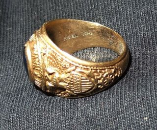 1941 WWII; Solid 10k Gold; Engraved; UNITED STATES NAVAL AVIATOR Pilot Ring 4