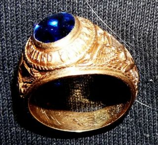 1941 WWII; Solid 10k Gold; Engraved; UNITED STATES NAVAL AVIATOR Pilot Ring 7