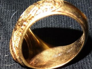 1941 WWII; Solid 10k Gold; Engraved; UNITED STATES NAVAL AVIATOR Pilot Ring 8