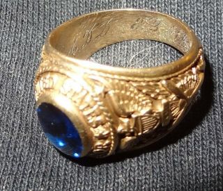 1941 WWII; Solid 10k Gold; Engraved; UNITED STATES NAVAL AVIATOR Pilot Ring 9