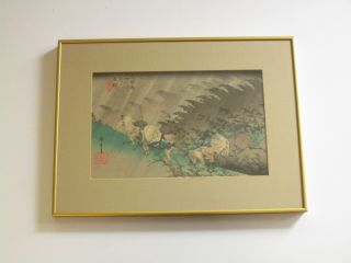 Vintage Old Japanese Woodblock Print Shono White Rain Takamizawa Landscape