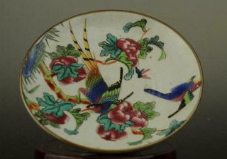 Chinese Old Hand - Made Famille Rose Porcelain Bird And Flower Pattern Compote B02