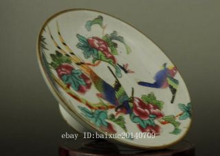 Chinese old hand - made famille rose porcelain bird and flower pattern compote b02 2