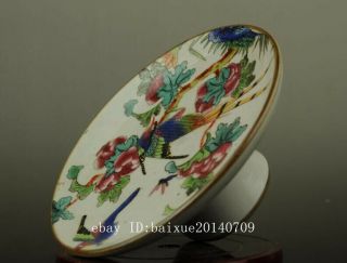 Chinese old hand - made famille rose porcelain bird and flower pattern compote b02 3