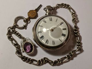 Whitehead Of Liverpool Antique Sterling Silver Case Verge Fusee Pocket Watch