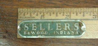 Hoosier Cabinet - Old Vintage Sellers Name Plate Silvery Letters Brass Back
