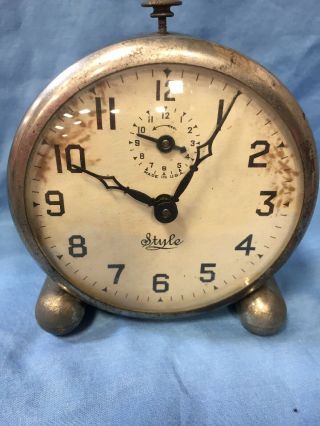 Vintage Rare Style Brand Wind Up Alarm Clock Antique