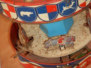 VINTAGE WOLVERINE TIN MERRY GO ROUND CAROUSEL,  RESTORATION,  REPAIR 7