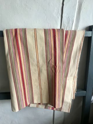 Antique French Ticking Fabric Vintage Red Mattress Panel Traditional Furnishings