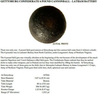 RAREST 6 lb Confederate cannonball Gettysburg Civil War Rosensteel Eckert 2
