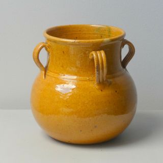 Vintage French Ceramic Confit Jar With Yellow Ochre Glaze In