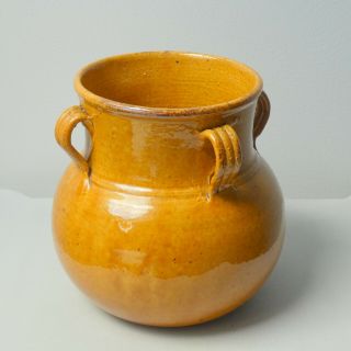 Vintage French Ceramic Confit Jar with Yellow Ochre Glaze in 3