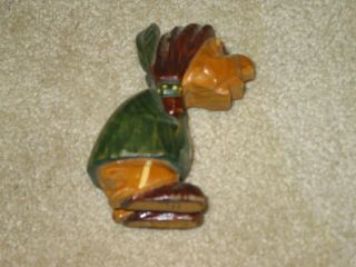 1940’s Vintage Carter Hoffman Dartmouth College Carved Wood Indian Mascot