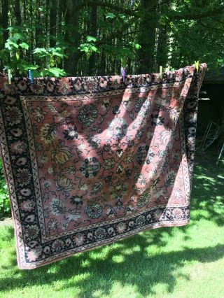 Antique Rug Tablecloth Plush Carpet 54 X60 Inch Vintage