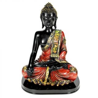 Buddha Statue 10 " Meditation Meditating Buddhist Black Gold Resin